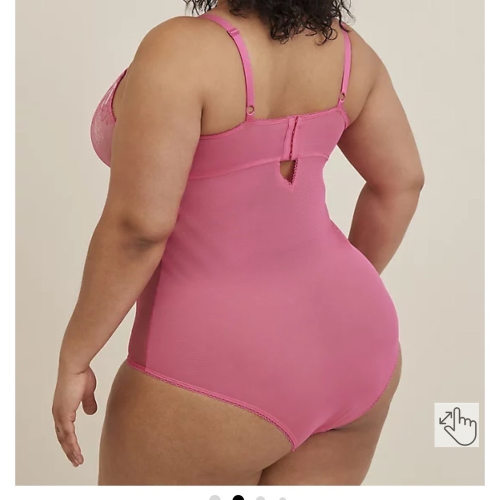 NWT - EMBROIDERED UNDERWIRE BODYSUIT - MESH PINK - Picture 7 of 10